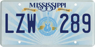 MS license plate LZW289