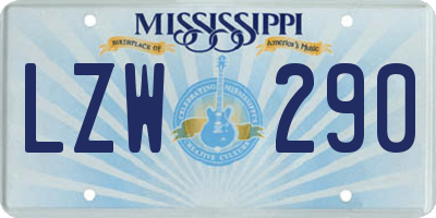 MS license plate LZW290