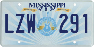 MS license plate LZW291