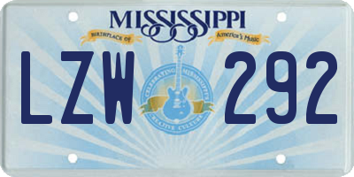 MS license plate LZW292