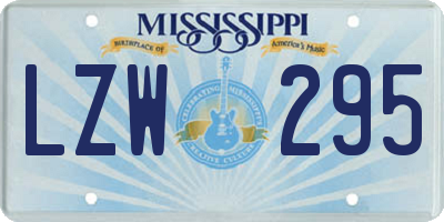 MS license plate LZW295