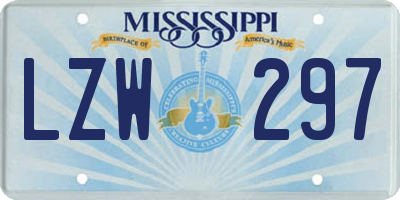 MS license plate LZW297