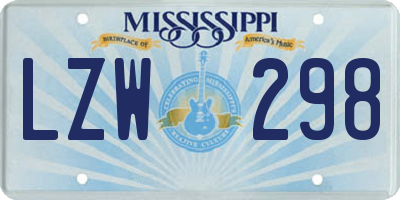 MS license plate LZW298