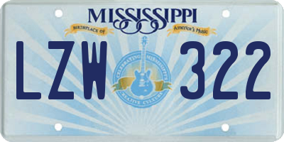 MS license plate LZW322
