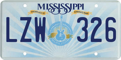 MS license plate LZW326