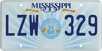 MS license plate LZW329