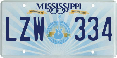 MS license plate LZW334