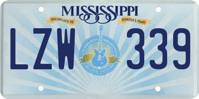 MS license plate LZW339