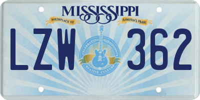 MS license plate LZW362