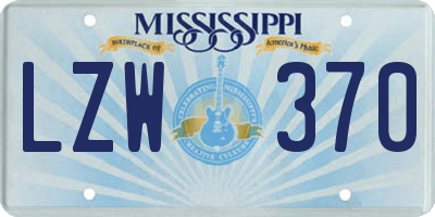 MS license plate LZW370