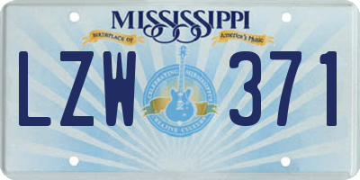 MS license plate LZW371