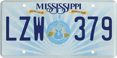 MS license plate LZW379