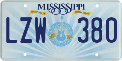MS license plate LZW380