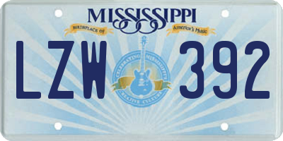 MS license plate LZW392