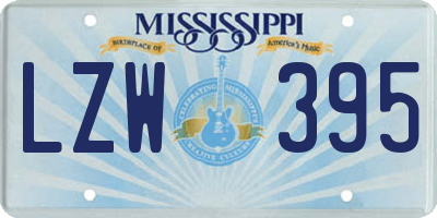 MS license plate LZW395