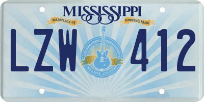 MS license plate LZW412