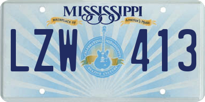 MS license plate LZW413