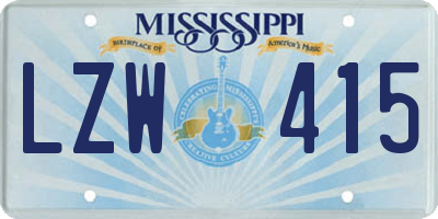 MS license plate LZW415