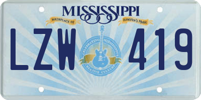 MS license plate LZW419