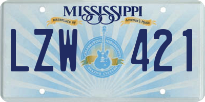 MS license plate LZW421
