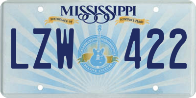 MS license plate LZW422