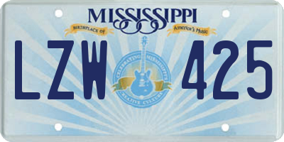MS license plate LZW425