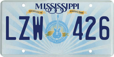 MS license plate LZW426