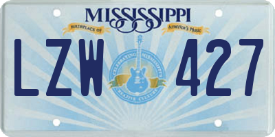 MS license plate LZW427