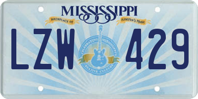 MS license plate LZW429