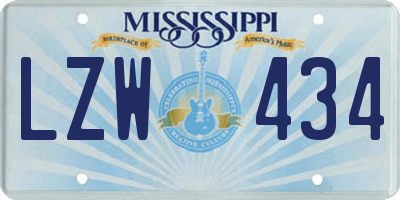 MS license plate LZW434