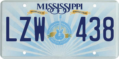 MS license plate LZW438
