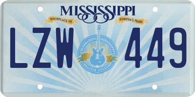MS license plate LZW449