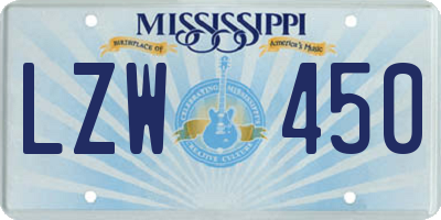 MS license plate LZW450