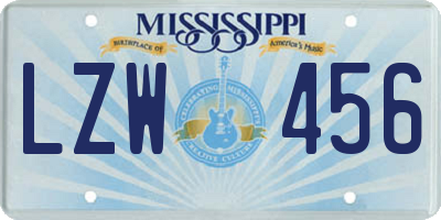 MS license plate LZW456