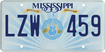 MS license plate LZW459