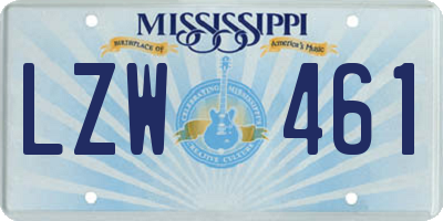 MS license plate LZW461