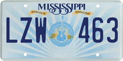 MS license plate LZW463
