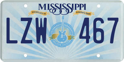MS license plate LZW467