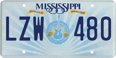 MS license plate LZW480