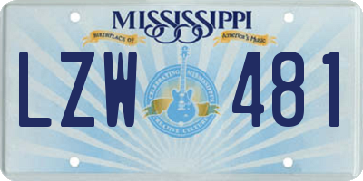 MS license plate LZW481