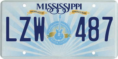 MS license plate LZW487