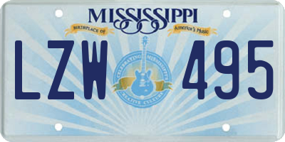 MS license plate LZW495