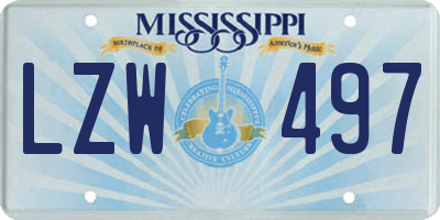 MS license plate LZW497