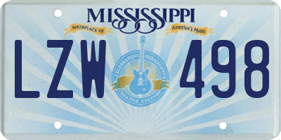 MS license plate LZW498