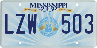 MS license plate LZW503