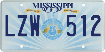 MS license plate LZW512