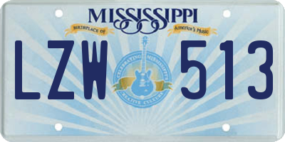 MS license plate LZW513