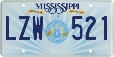 MS license plate LZW521