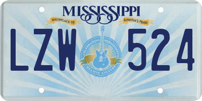 MS license plate LZW524