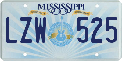 MS license plate LZW525